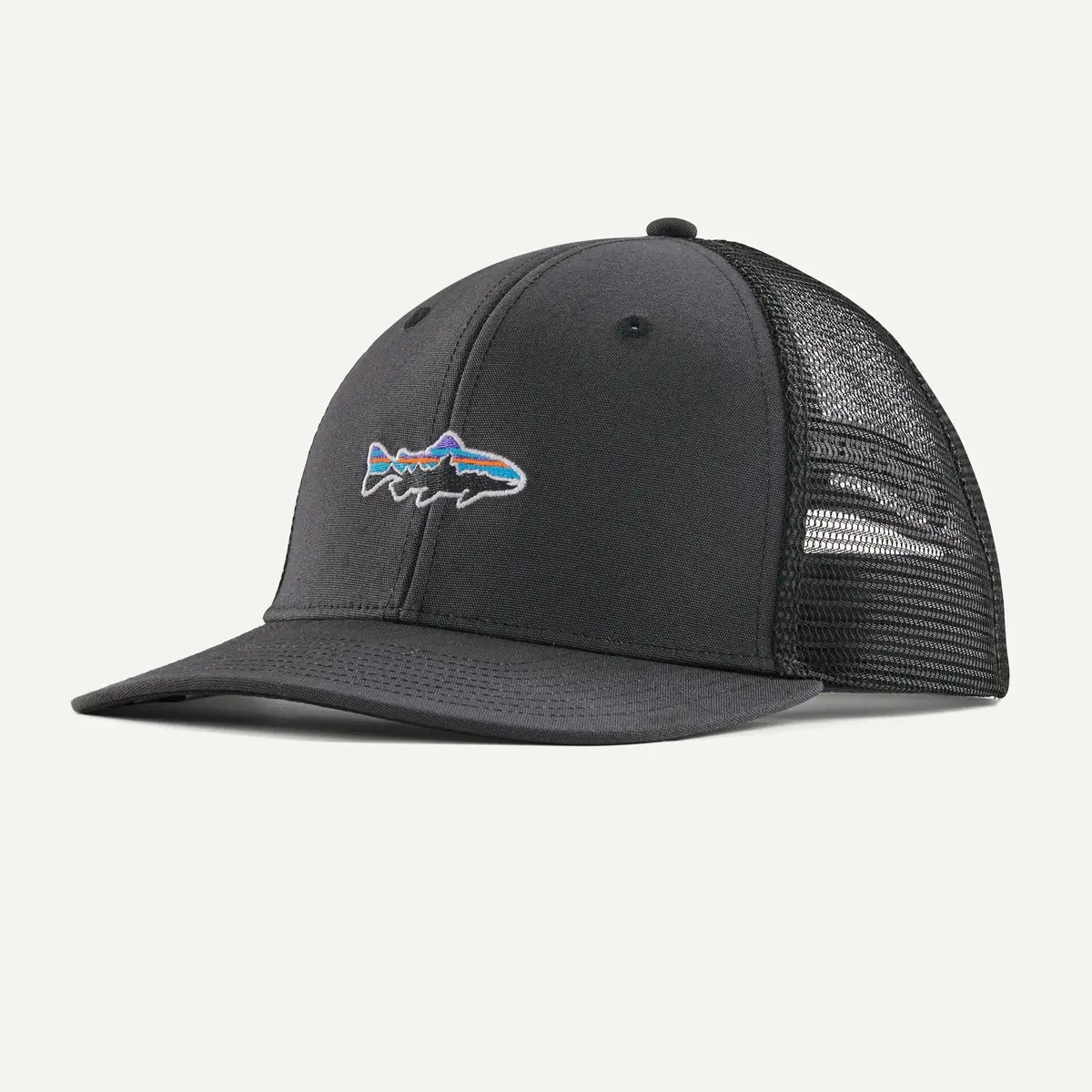 Stand Up Trout Trucker Hat Ink Black All 1