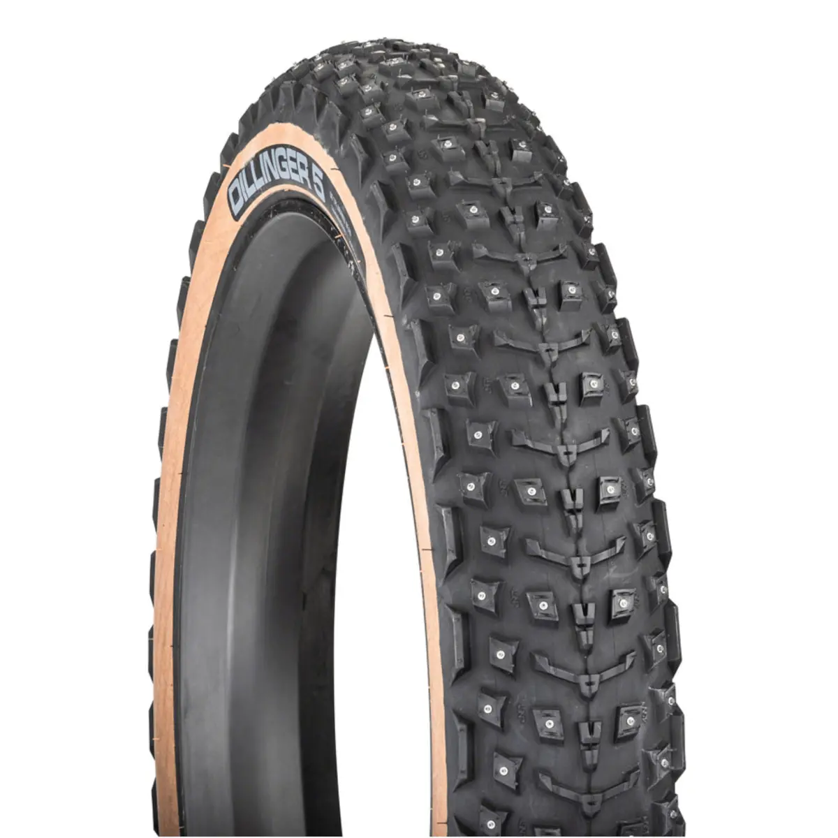 45Nrth Dillinger 5 Tire - 26X4.6 Tubeless Folding Tan 60 Tpi 258 Concave Carbide Aluminum Studs 1