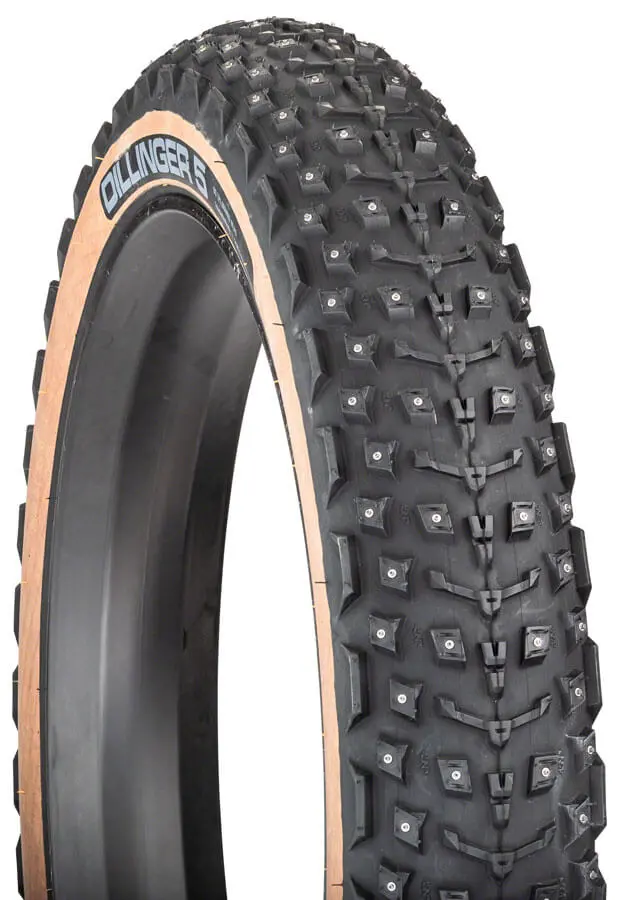 45Nrth Dillinger 5 Tire - 27.5X4.5 Tubeless Folding Tan 60 Tpi 252 Concave Carbide Aluminum Studs 1