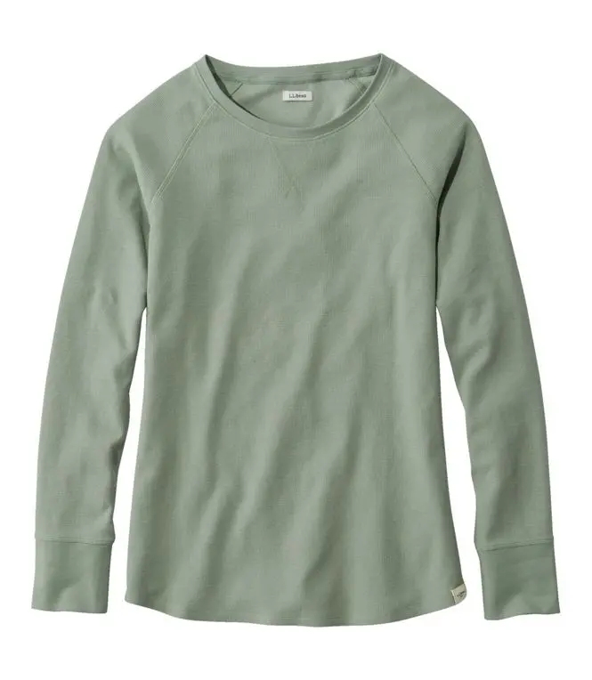 Unshrinkable Mini Waffle Crewneck Tee Long Sleeve Women's Regular 1