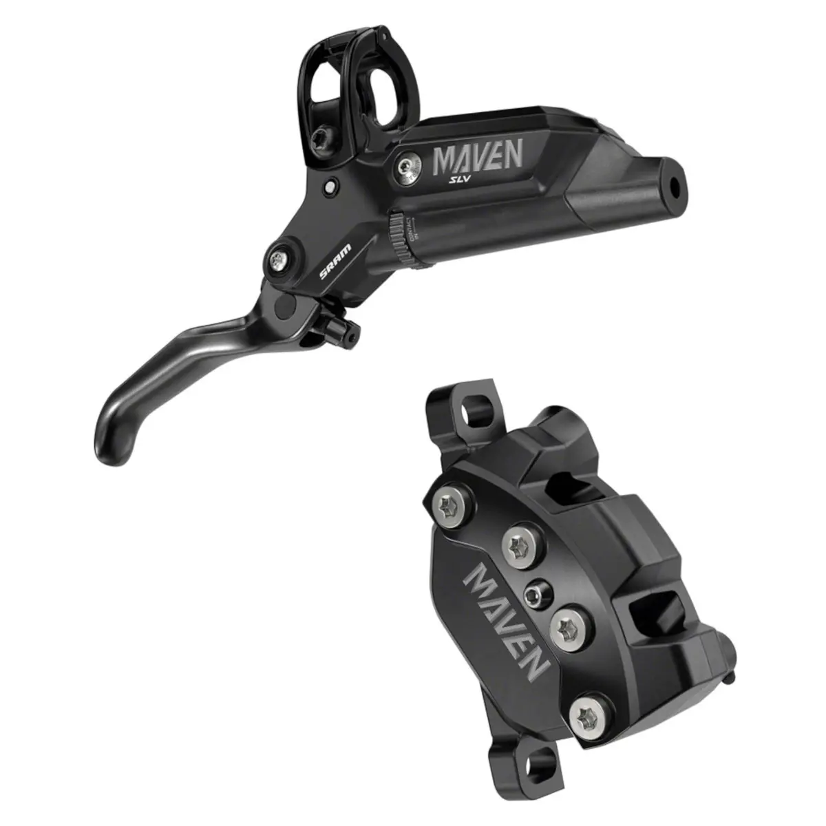 Sram Maven Silver Disc Brake And Lever - Post Mount 4-Piston Aluminum Lever Ss Hardware Black A1 1