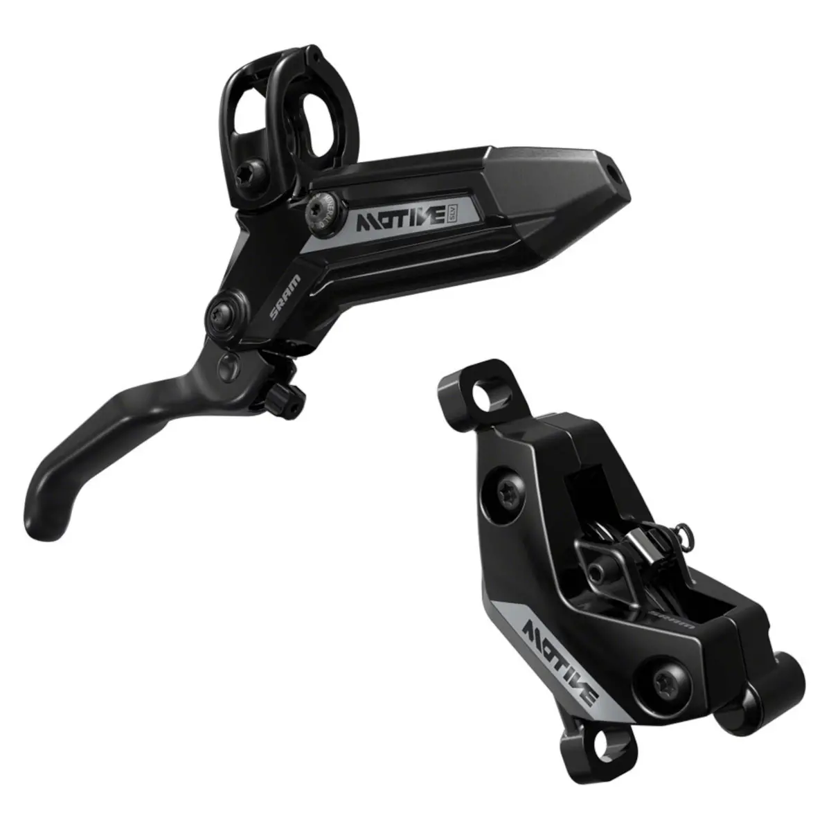 Sram Motive Silver Disc Brake And Lever - Post Mount 4-Piston Aluminum Lever Black A1 1