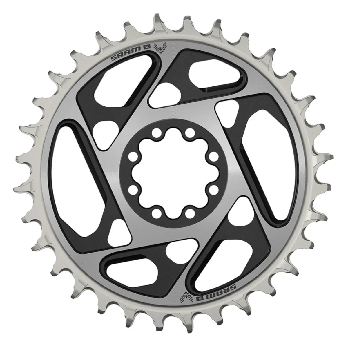 Sram Xx Sl Eagle T-Type Direct Mount Chainring - 12-Speed 8-Bolt Direct Mount 0Mm Offset Aluminum Black/Silver D1 1