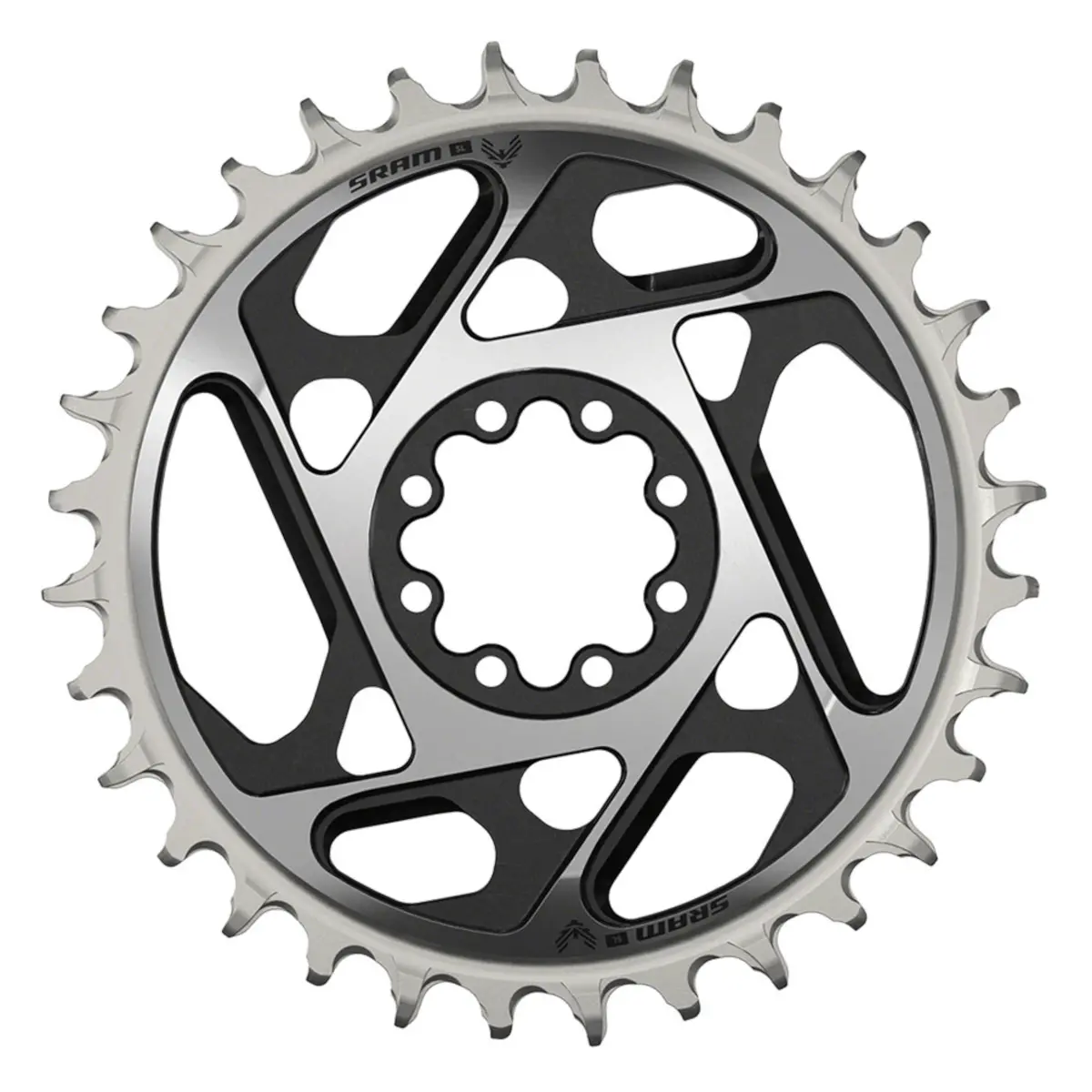 Sram Xx Sl Eagle T-Type Direct Mount Chainring - 12-Speed 8-Bolt Direct Mount 3Mm Offset Aluminum Black/Silver D1 1