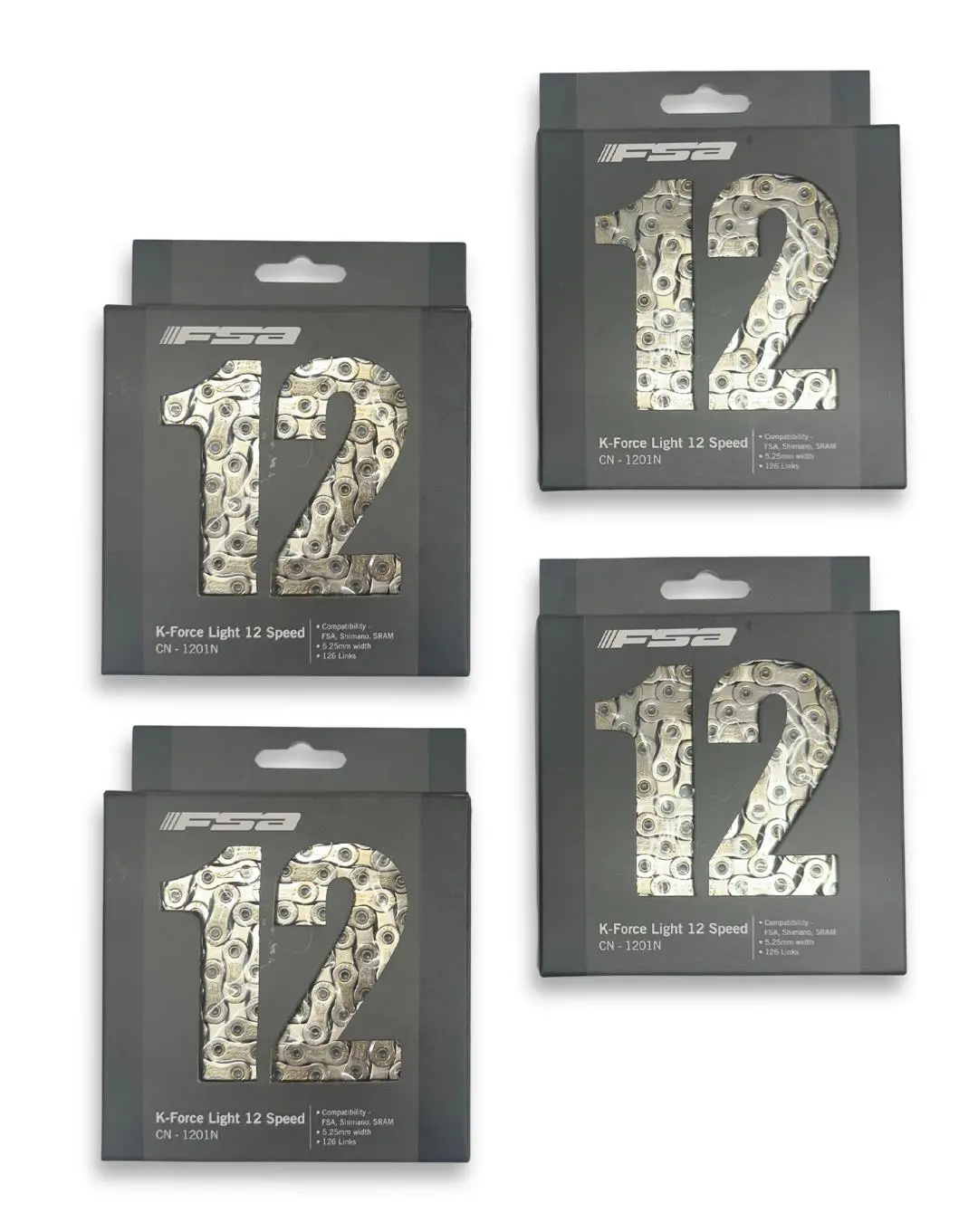 4-Pack Fsa K-Force Light 12-Speed Mtb Bike Chain – 126 Links Shimano/Sram 1