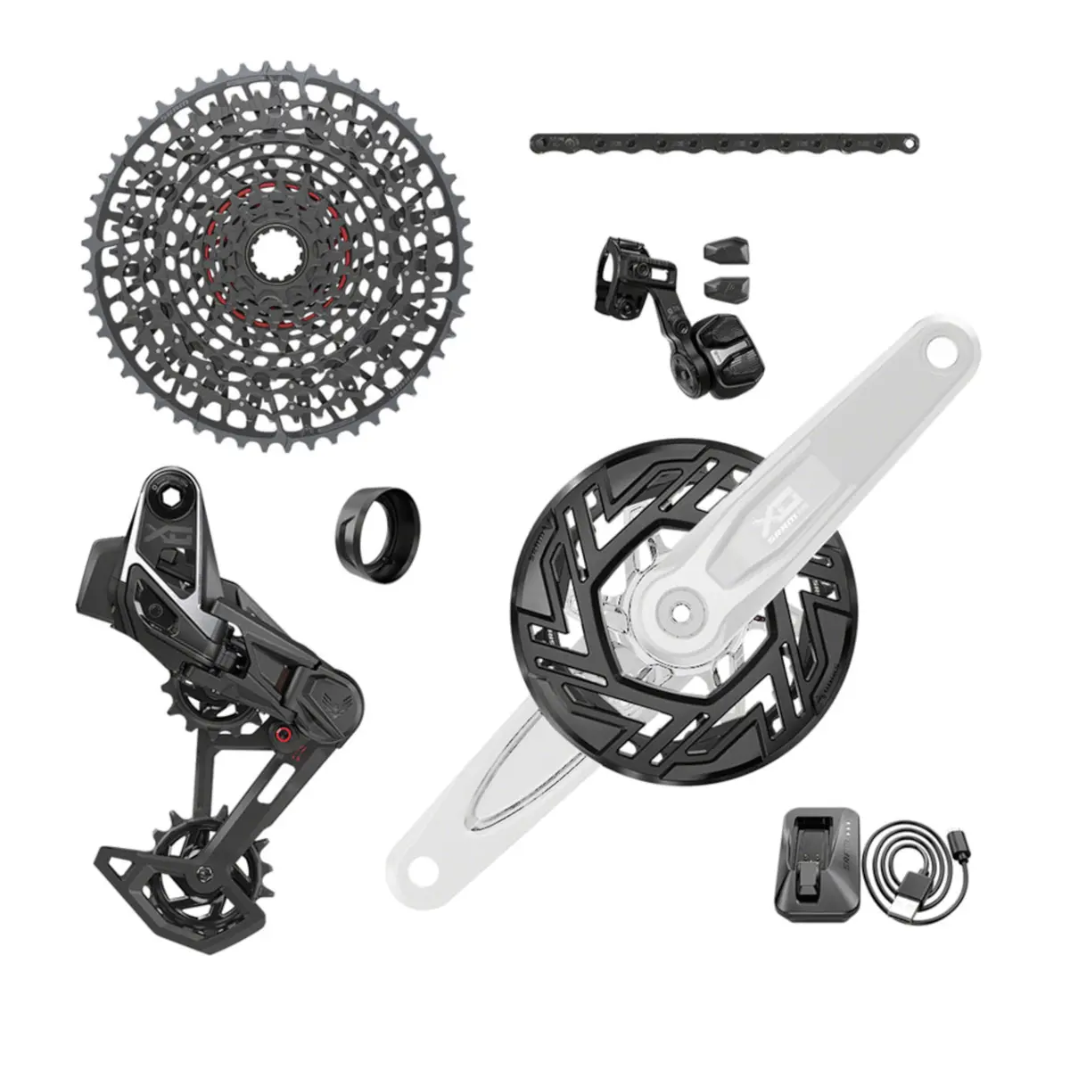 Sram X0 Eagle T-Type Ebike Axs Groupset - 104Bcd 34T Derailleur Shifter 10-52T Cassette Clip-On Guard Arms Not Included 1