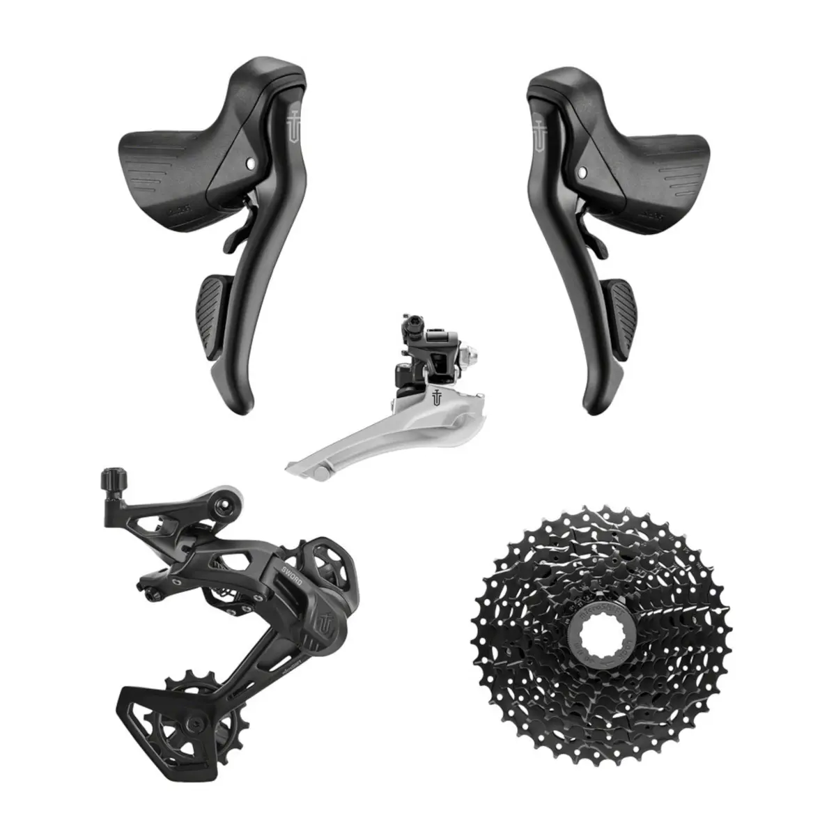 Microshift Sword Black 2X9-Speed Groupset - Includes Brake/Shifters Front Derailler Braze-On Rear Derailleur Long Cage 11-38T Cassette 1