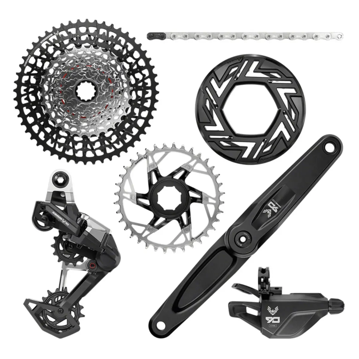 Sram Eagle 90 Ebike Groupset - Brose 36T Clip-On Guard Chain Xs-1275 10-52T Single Click Shifter Rear Derailleur 1