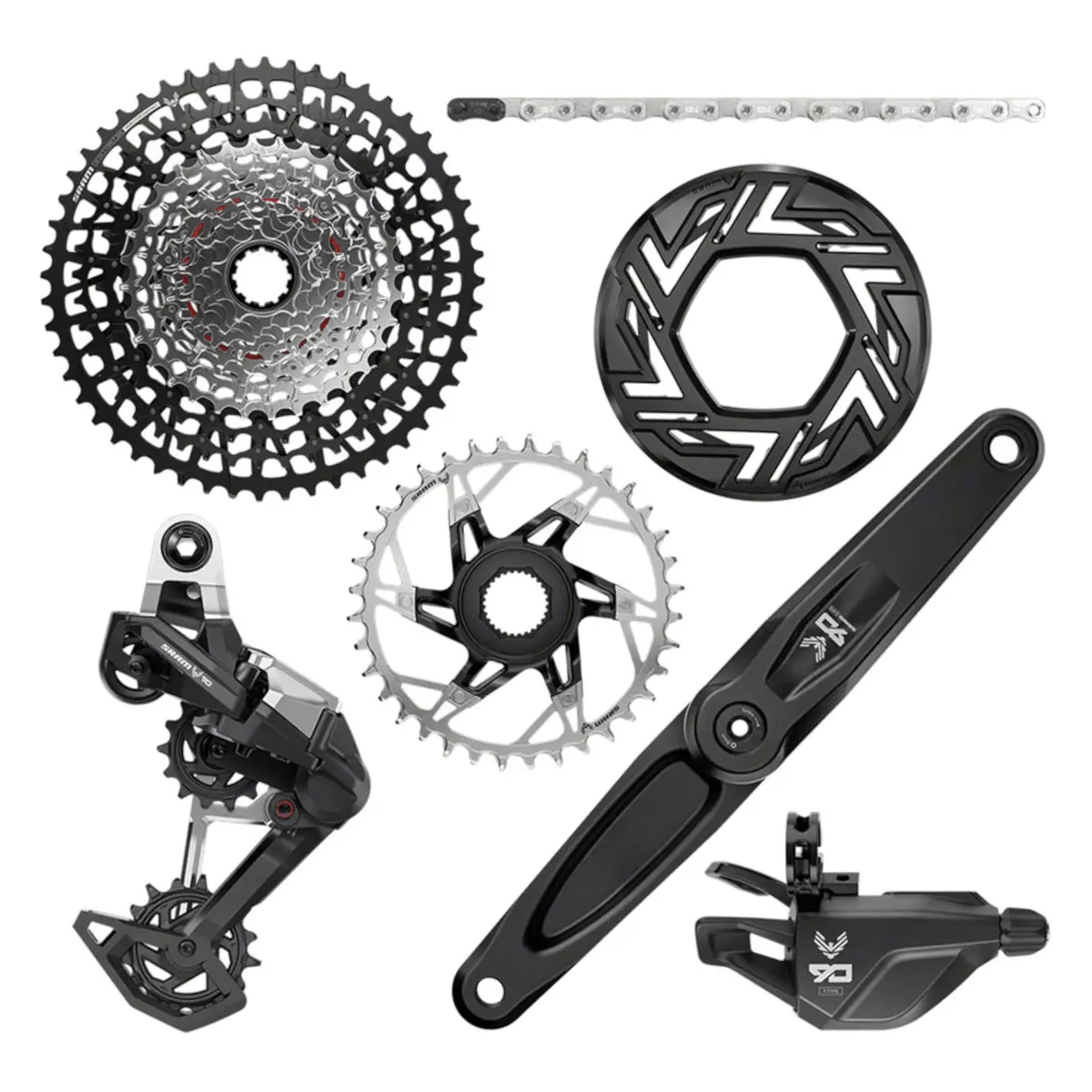 Sram Eagle 90 Ebike Groupset - Bosch 36T Clip-On Guard Chain Xs-1275 10-52T Single Click Shifter Rear Derailleur 1