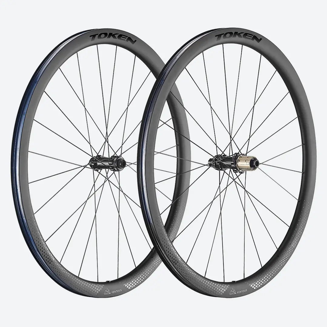Token Ventous Carbon Fiber 700C Hg12 Disc Centerlock 36Mm Gravel Wheelset Convertible 9X100 10X135 Qr Or 12X100 12X142 Ta 1