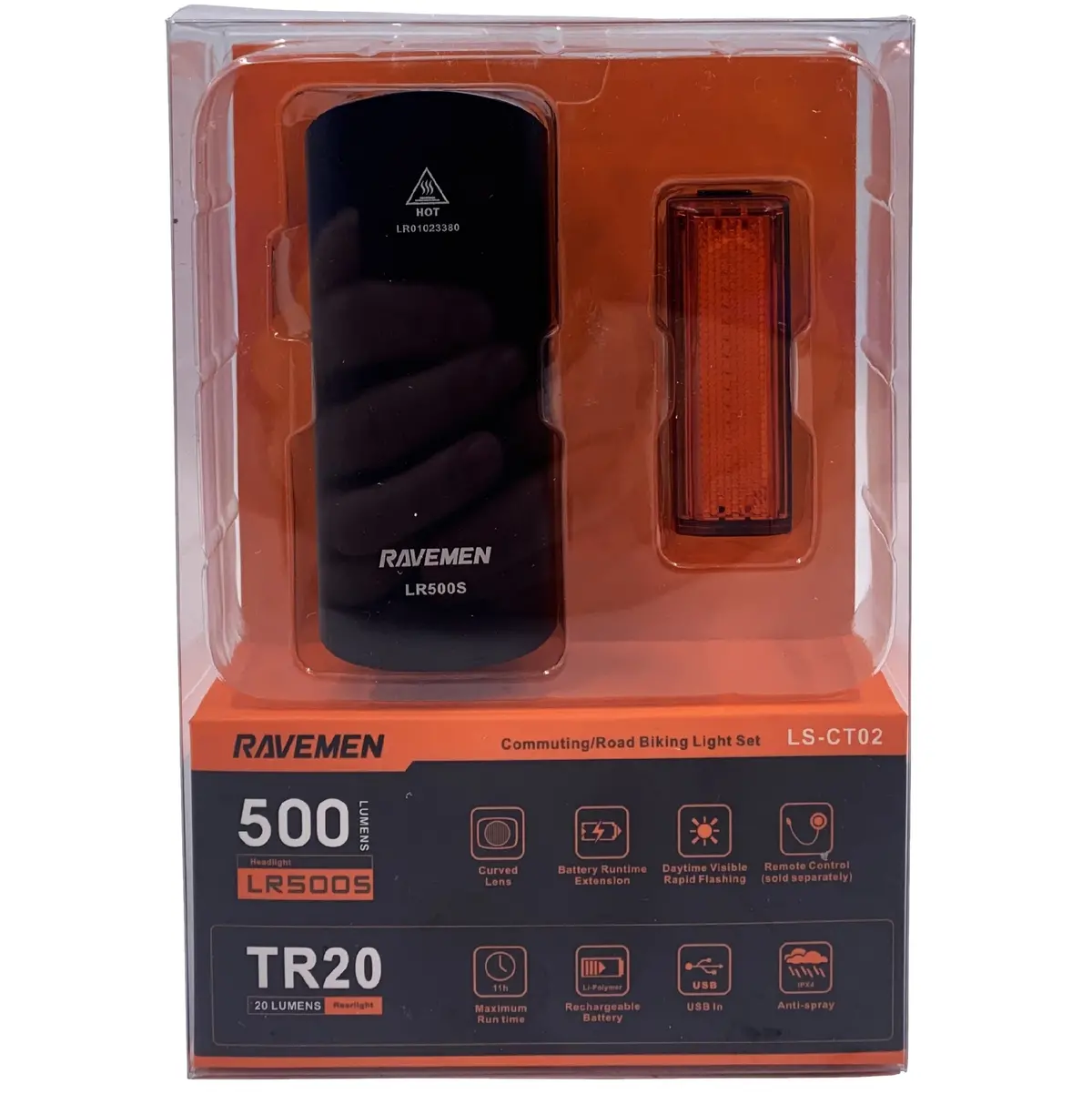 Ravemen Ls-Ct02 Lr500s 500 Lumens And Tr20 Usb Lightset 1