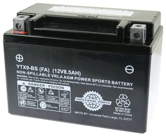 Universal Parts 12V 8.5Ah Battery Ytx9-Bs - Factory Activated 1