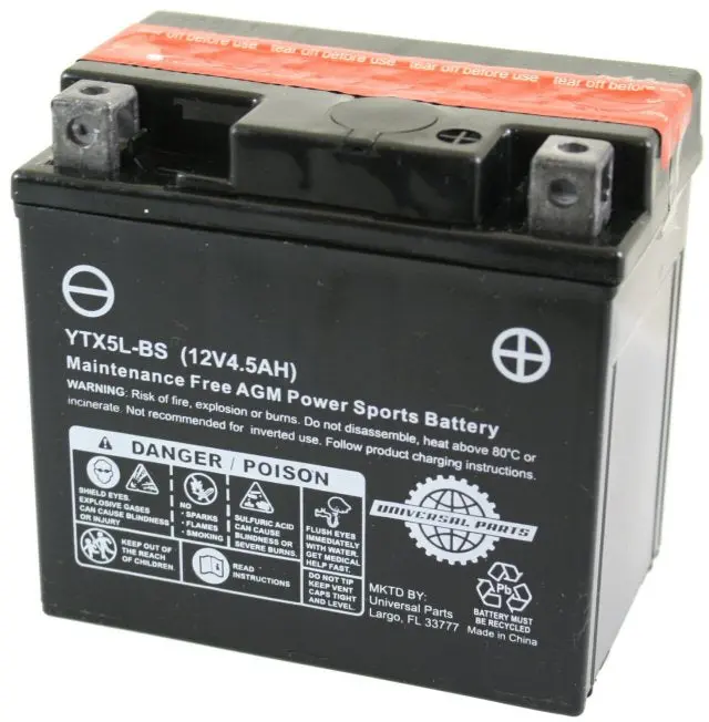 Universal Parts 12V 4Ah Battery Ytx5l-Bs 1