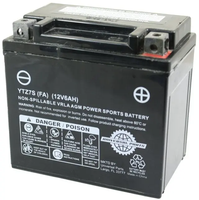 Universal Parts 12V 6Ah Battery Ytz7s - Factory Activated 1