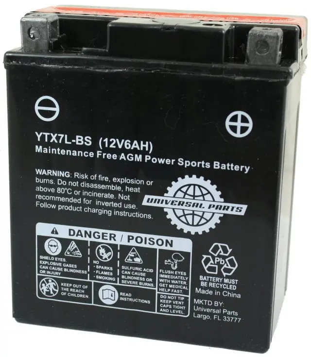 Universal Parts 12V 6Ah Battery Ytx7l-Bs 1