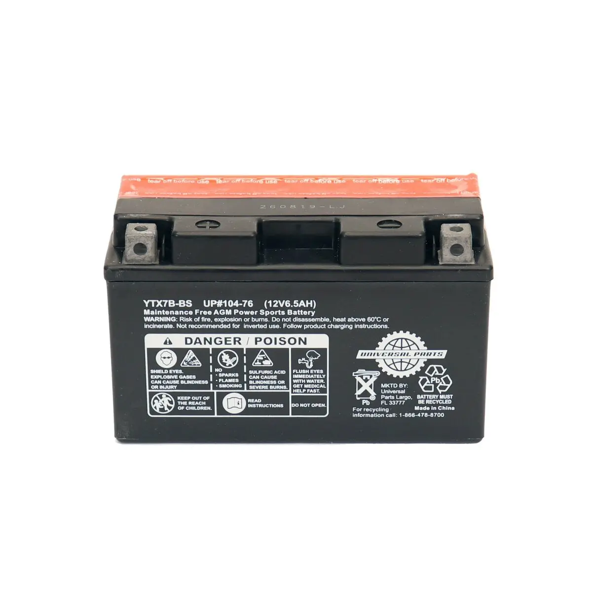 Universal Parts 12V 6.5Ah Battery Ytx7b-Bs 1