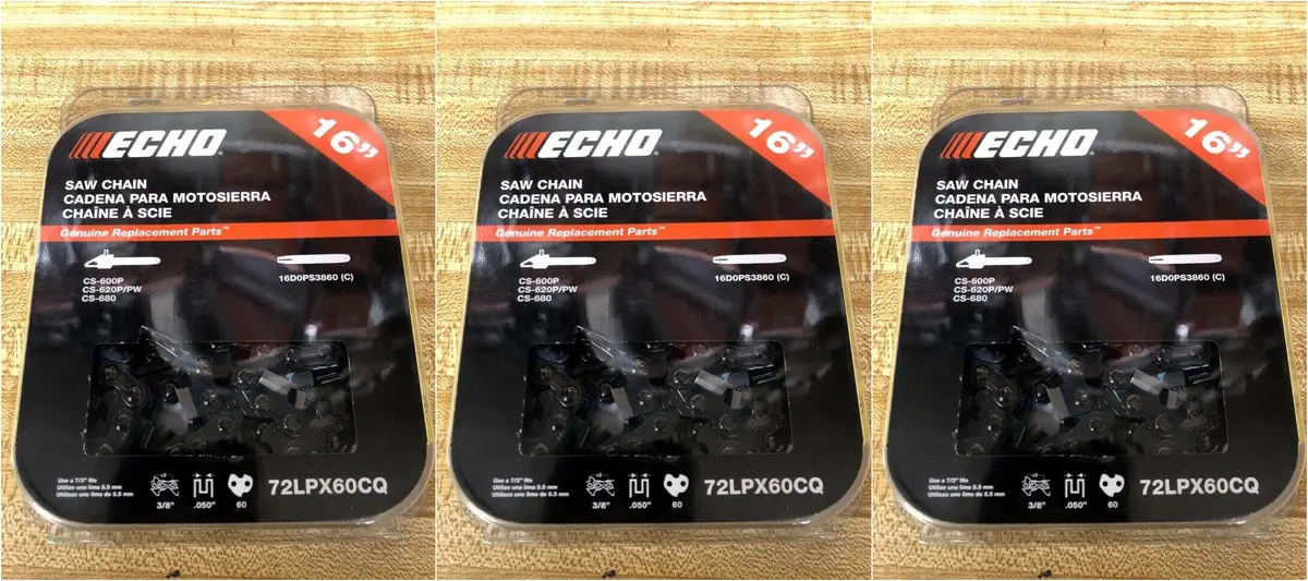 (3 Pack) 72Lpx60cq 16" Echo Chains Cs-600, Cs-620 Cs-620Pw 1