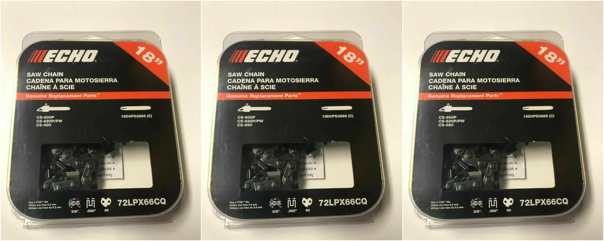(3 Pack) 72Lpx66cq Genuine Echo 18" Chainsaw Chain, Cs-620P, Cs-620Pw 1