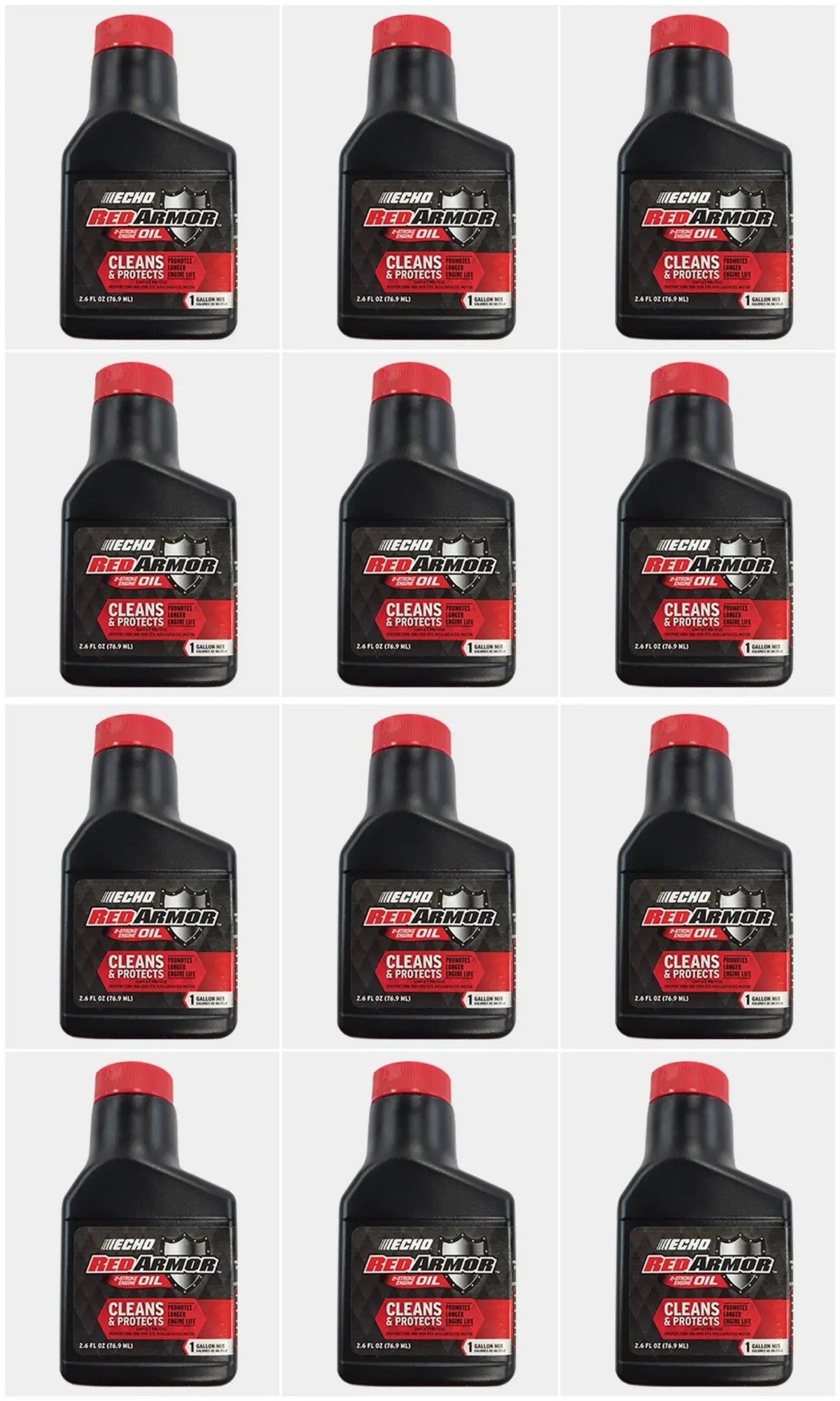 (12 Pack) 2.6 Oz: 1 Gallon Mix Echo Red Armor 2-Cycle Oil 6550001 1