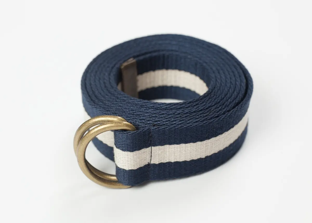 Striped Web Belt In Navy/White 1