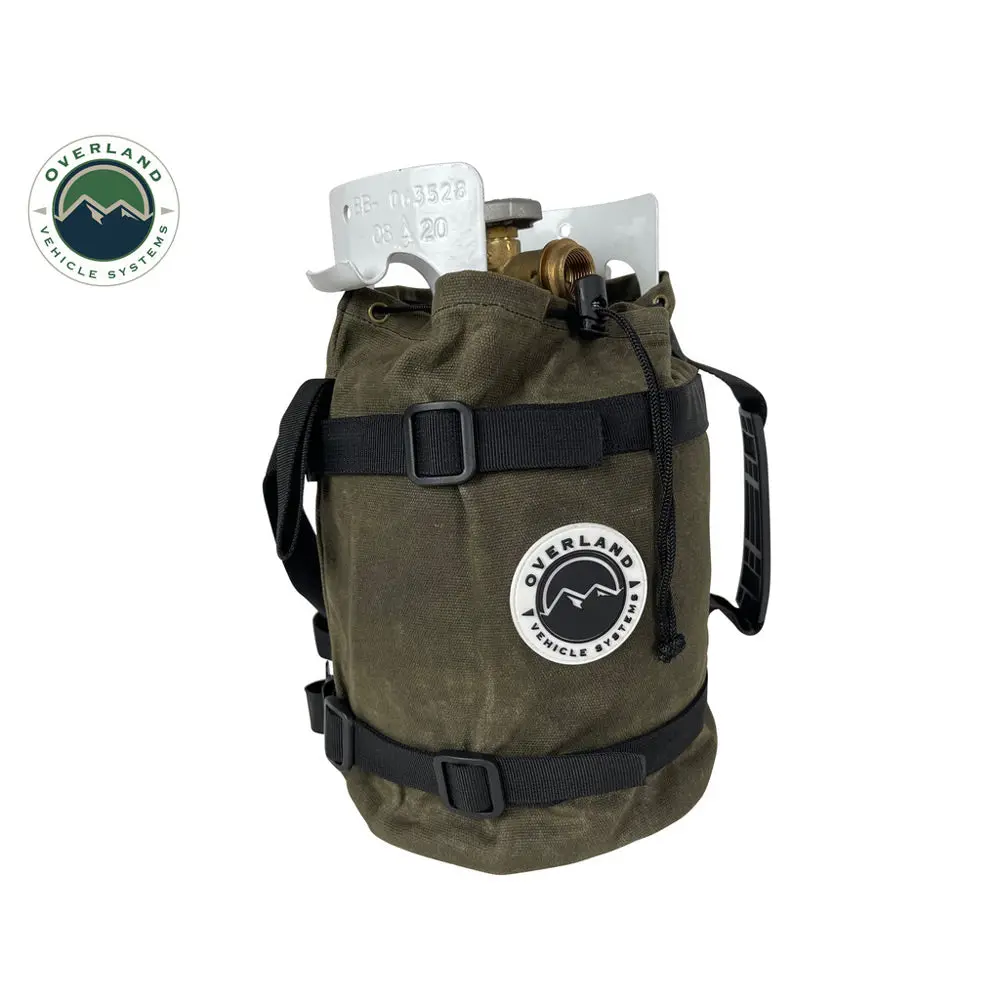 Overland Vehicle Systems - Propane Bag With Handle & Straps #16 Waxed Canvas 1