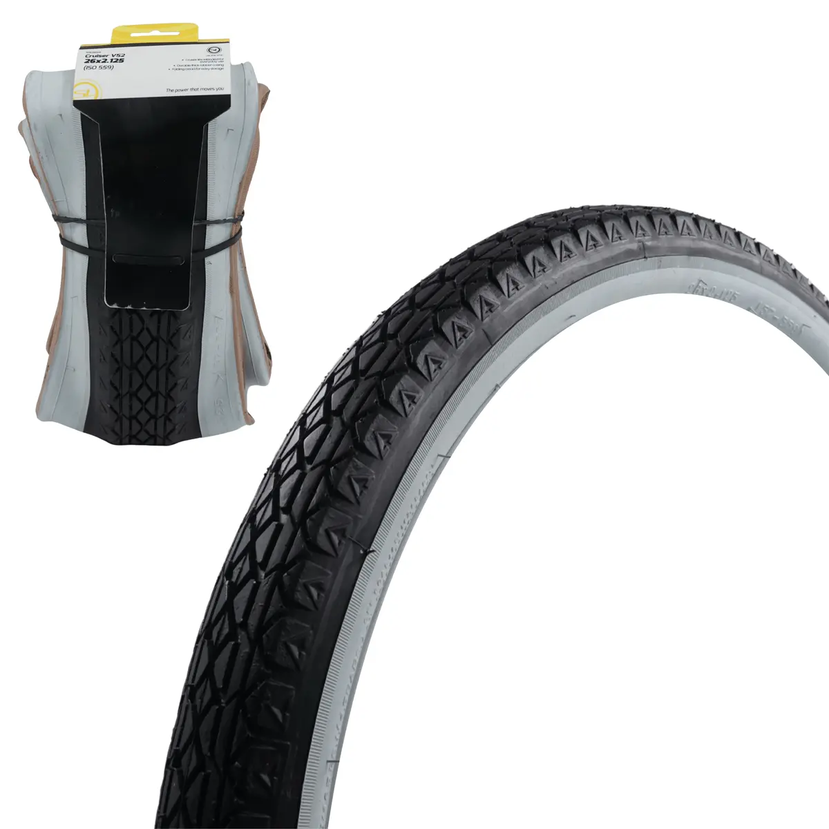 Sunlite Cruiser V52 26X2.125 Street & Path Folding Tire Whitewall 1