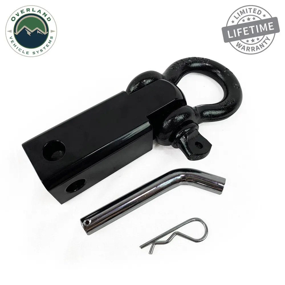Overland Vehicle Systems - Receiver Mount Recovery Shackle 3/4" 4.75 Ton Rated Black Universal 1