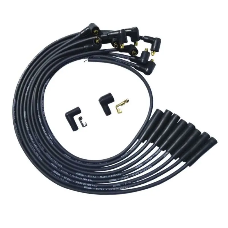 Moroso Bbc Overhead Valve Cover Spark Plug Wire Set – Black Ultra-Sleeve Wires With Non-Hei Strain Relief 1