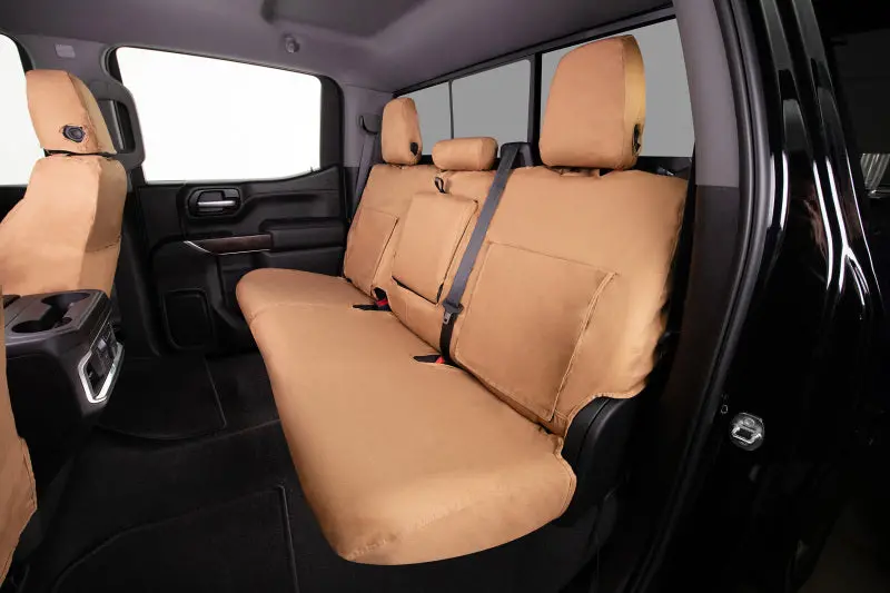Covercraft Polycotton Seatsaver Custom Front-Row Seat Covers For 2019–2024 Dodge Ram – Tan 1