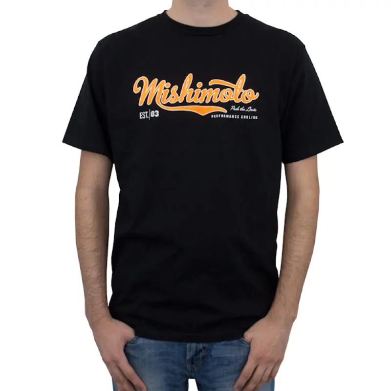 Mishimoto Men’S Athletic Script Logo T-Shirt – Black, Medium Size 1