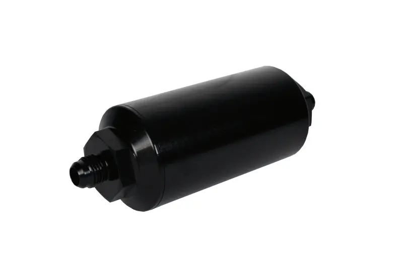 Aeromotive An-6 Inline Fuel Filter – 10-Micron Fabric Element, Black Bright-Dip Finish 1