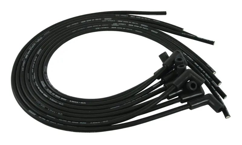 Moroso Ultra 40 Ignition Wire Set – Unsleeved, 90-Degree Boots, Black Finish 1