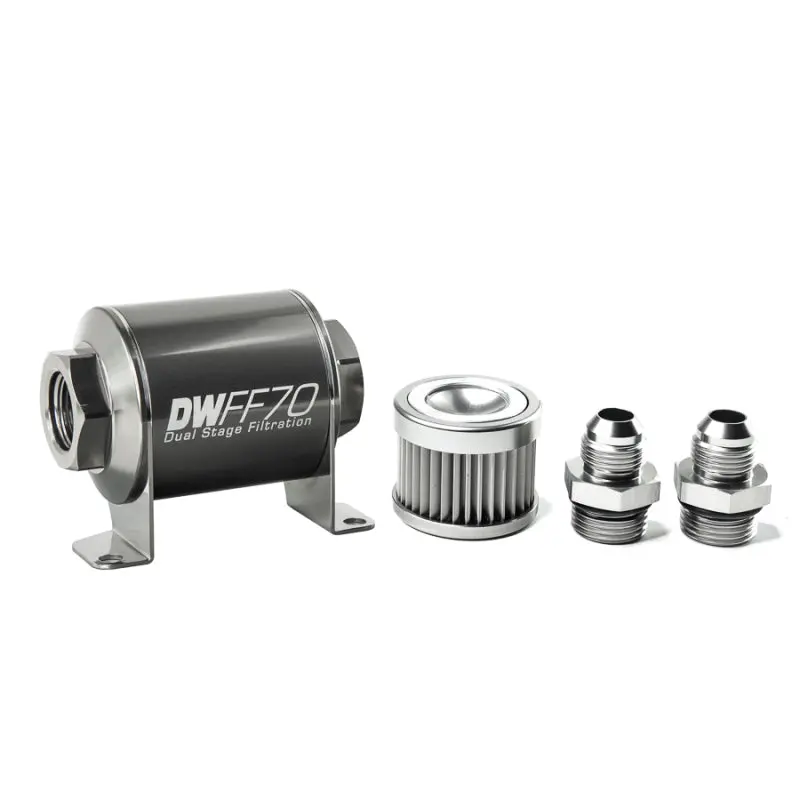 Deatschwerks 8An Stainless Steel Inline Fuel Filter Housing Kit – 10-Micron, 70Mm, Universal Fit 1