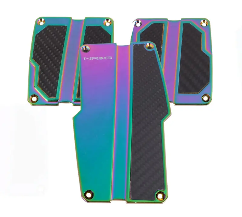 Nrg Brushed Aluminum Manual Transmission Sport Pedal Set – Neochrome Finish With Black Carbon Accents 1