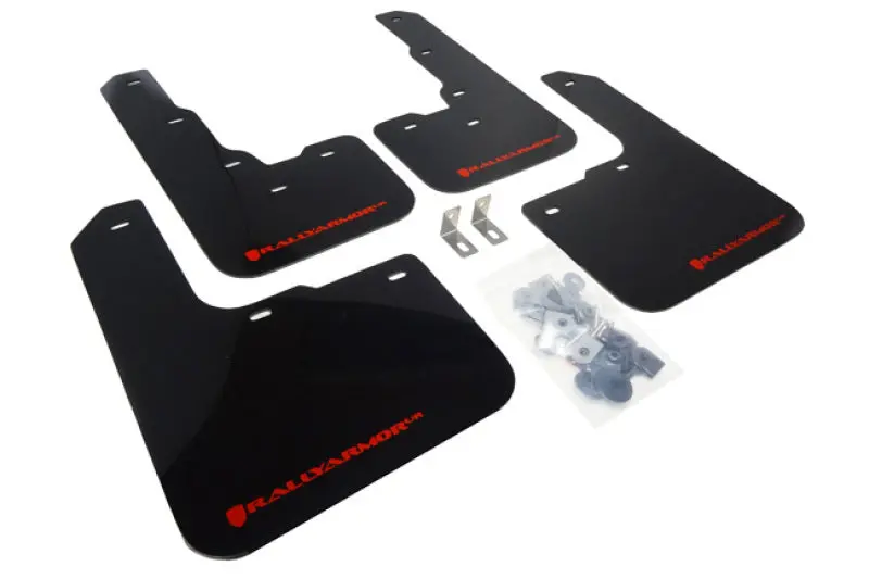 Rally Armor Ur-Series Black Mud Flaps For 2013–2016 Dodge Dart – Includes Red Logo Decal 1