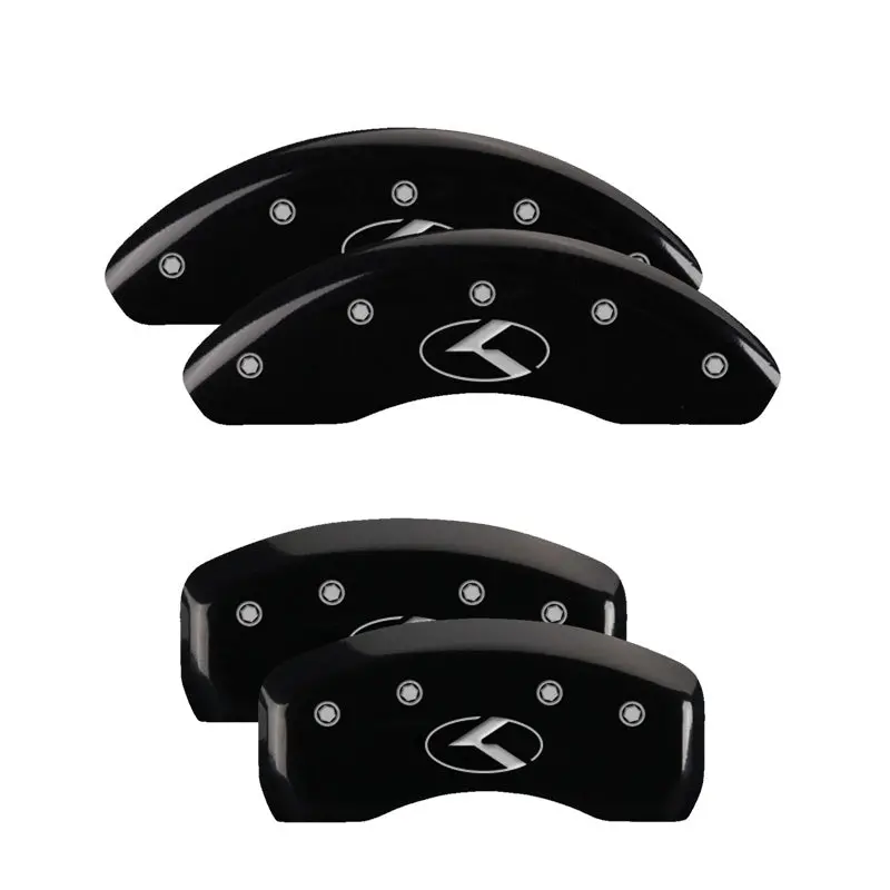 Mgp Engraved 4-Piston Caliper Covers – Front & Rear, Black Finish With Silver Circle K/Kia Logo Accent 1