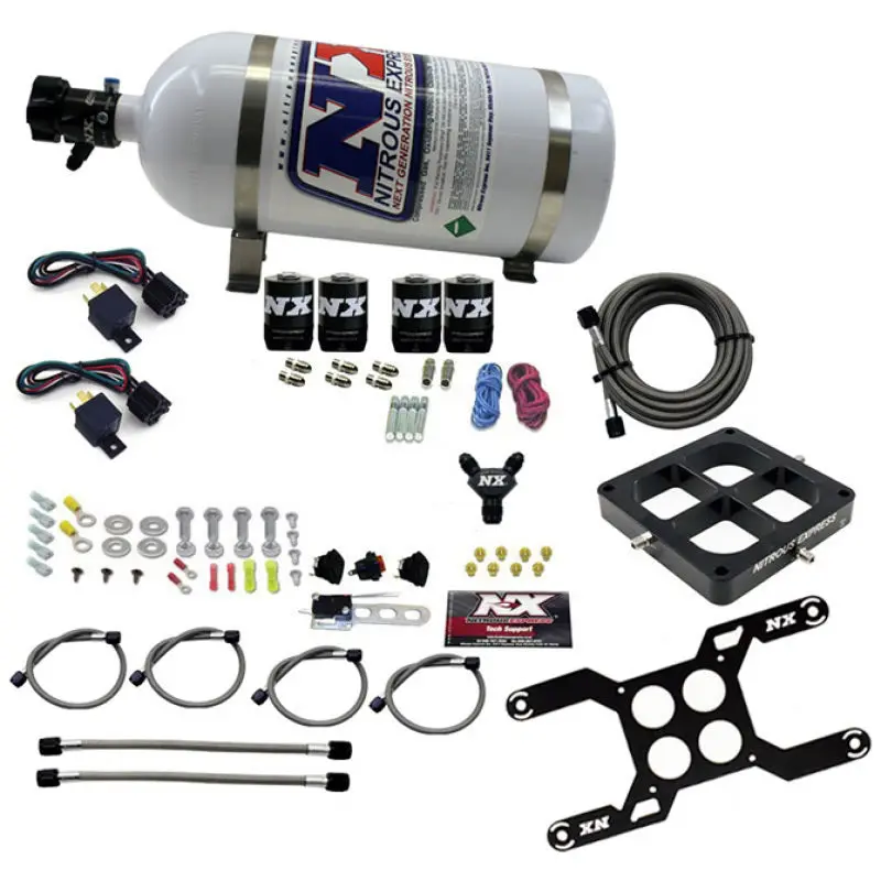Nitrous Express Dominator Dual Stage Billet Crossbar Nitrous Kit (50-300 & 100-500Hp) W/10Lb Bottle 1