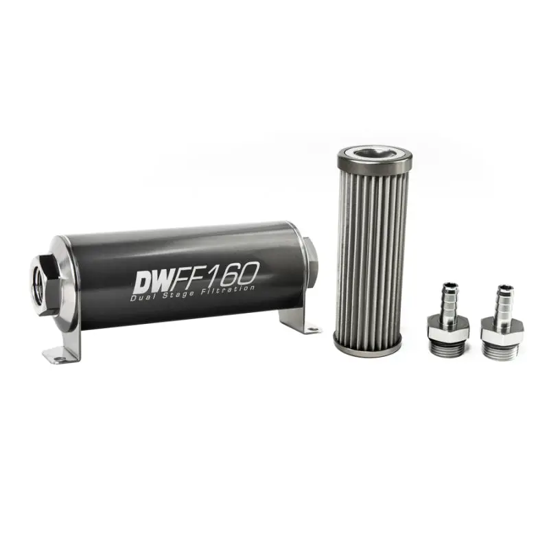 Deatschwerks Stainless Steel 3/8In 40 Micron Universal Inline Fuel Filter Housing Kit (160Mm) 1